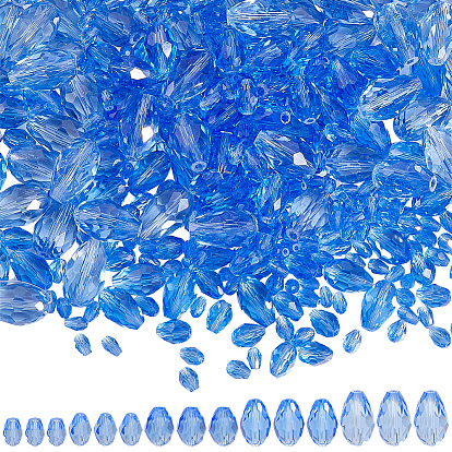 Граненые круглые стеклянные бусины, слеза