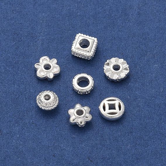 S925 бусины из стерлингового серебра, малая прокладка, серебряные