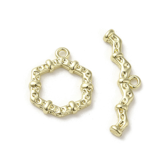 Brass Toggle Clasps, Long-Lasting Plated, Cadmium Free & Nickel Free & Lead Free, Hexagon