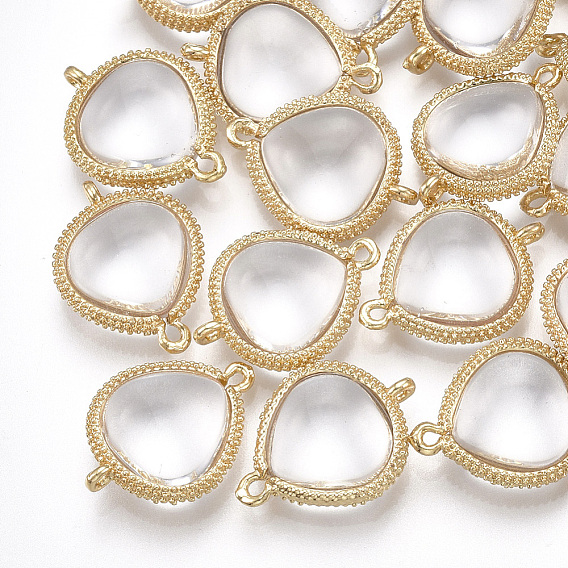 Соединители стеклянные ссылки, с латунной фурнитурой , капля, золотые