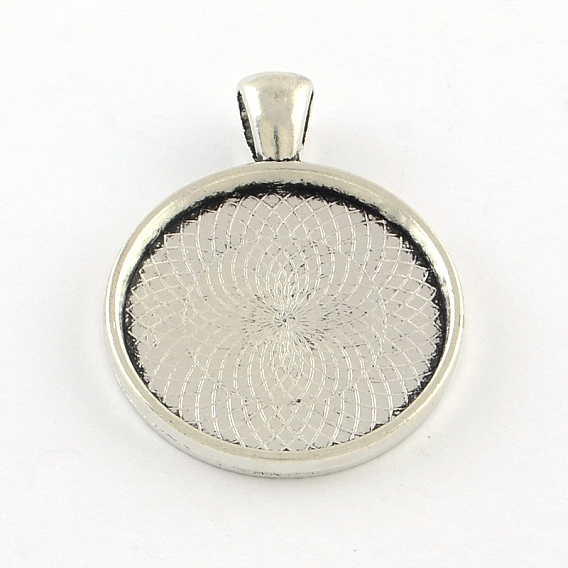 Тибетский стиль плоские круглые литые настройки подвеска кабошон, чашки безель с краями, без кадмия и без свинца, лоток : 35 мм, 46.5x38x3 мм, Отверстие : 7x4 мм , около 122 шт / 1000 г