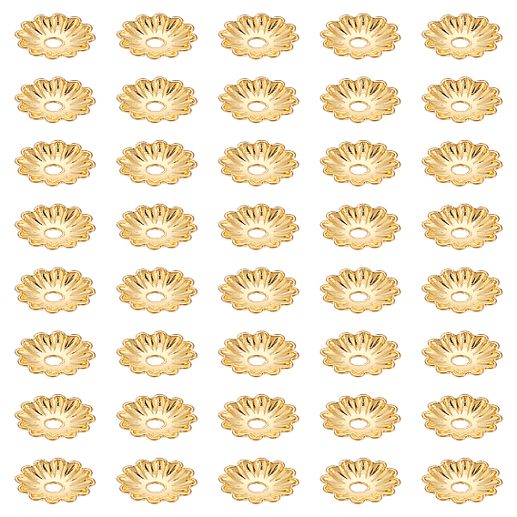 40Pcs Brass Bead Caps, Cadmium Free & Nickel Free & Lead Free, Flower