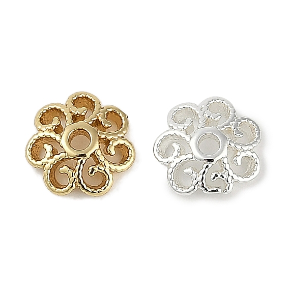 Шапочки и конусы для бусин, латунные, без кадмия, без никеля и без свинца, полые цветок