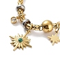 Crystal Rhinestone Star Charm Bracelet, with Ion Plating(IP) 304 Stainless Steel Popcorn Chains