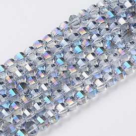 Electroplate Glass Beads Strands, Faceted, Rondelle, Full Rainbow Plated