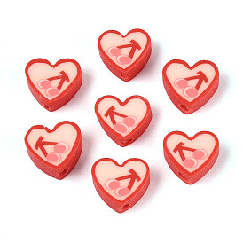 Бусины из полимерной глины , сердце и вишня