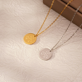 Стильное 304 круглое плоское ожерелье из нержавеющей стали с подвеской в виде трискеле/трискелиона для женщин