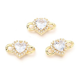 Соединители латунные звенья, с кубического циркония, долговечный, сердце, реальный 18 k позолоченный
