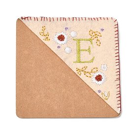 26 Eck-Lesezeichen mit Buchstabenstickerei, personalisiertes handgesticktes Lesezeichen, Seitenmarker aus Blumenfilz mit dreieckigen Ecken, für Buchleseliebhaberlehrer, Viereck