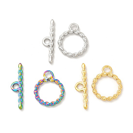 Ion Plating(IP) 304 Stainless Steel Toggle Clasps, Twist Ring