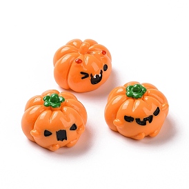 Halloween Opaque Resin Cabochons, 3D Pumpkin Jack-O'-Lantern