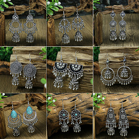 Boho Tassel Earrings with Vintage Silver and Beads for Women