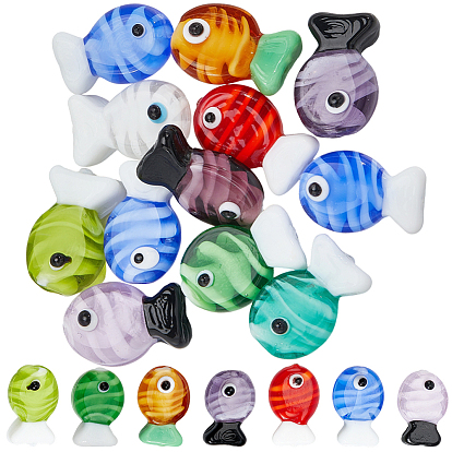 20 бусины лэмпворк ручной работы, рыба