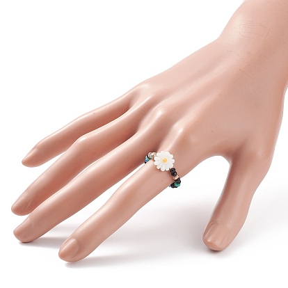 Эластичное кольцо на палец из ракушек и стеклянных бусин для женщин