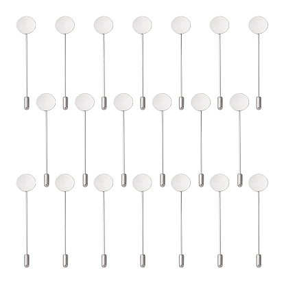Épinglettes en laiton avec plateau rond, montures de broche rondes plates