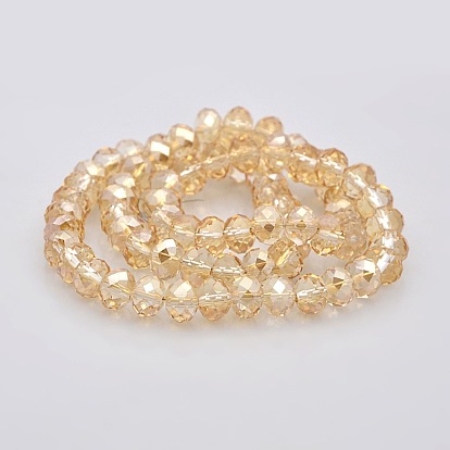 Pearl Luster Plated Faceted Rondelle Electroplate Glass Beads Strands
