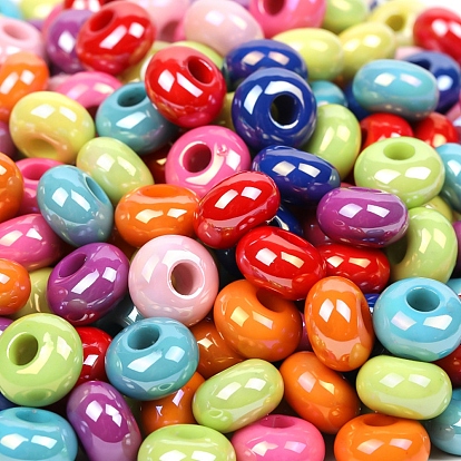 Opaque Acrylic European Beads, Large Hole Beads, Rondelle