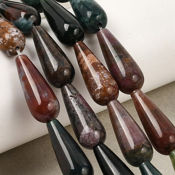 Natural Indian Agate Beads Strands, Teardrop