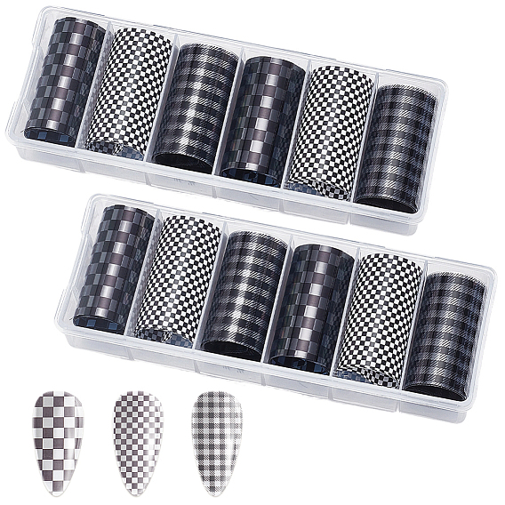 6 Rolls PET Nail Art Stickers, Self-adhesive, for DIY Nail Decals Design Manicure Decor
