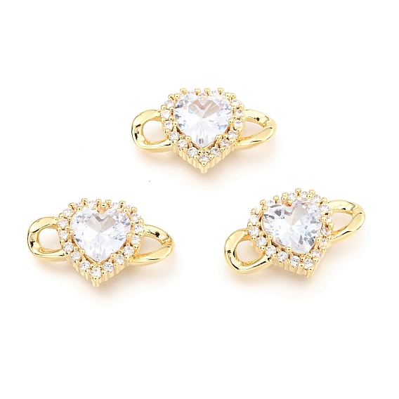 Соединители латунные звенья, с кубического циркония, долговечный, сердце, реальный 18 k позолоченный