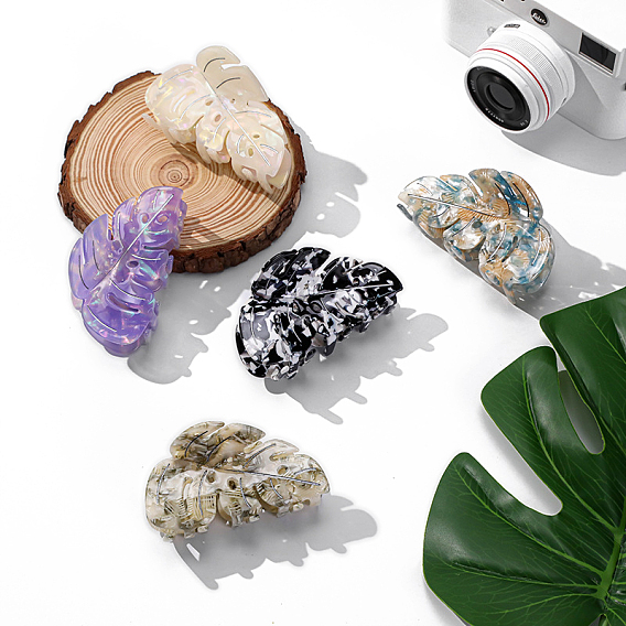 Заколки для волос в форме когтей из ацетата целлюлозы, аксессуары для волос для женщин и девочек, лист