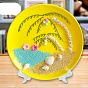 DIY кокосовая пальма узор ракушка ракушка диск паста картина для детей, включая оболочку, пластиковые бусины и тарелка, пинцет, кисть и клей
