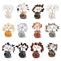 Natural & Synthetic Gemstone Chips Tree of Life Decorations, with Glass Pot Base & Copper Wire, Feng Shui Energy Stone Gift for Home Desktop Decoration