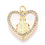 Латунные микропаве прозрачные подвески с фианитом, без кадмия и без свинца, с оболочкой, сердце с Иисусом Марией католическое, с целью перехода в кольце