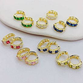 Colorful Synthetic Gemstone Small Hoop Earrings, European and American Fashion Retro Ear Cuffs