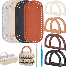 4шт 4 цвета искусственная кожа овальное дно, с 4шт. 4 цветами D-образных пластиковых ручек для пакетов и 2шт. 2 видами алюминиевых крючков для вязания