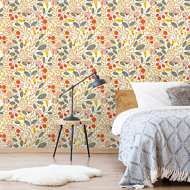 Retro Floral Self-Adhesive Wallpaper Removable Wallpaper Peel and Stick Wallpaper Background Wall Bedroom Entrance Transformation Mural