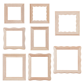 9Pcs 9 Styles Wooden Photo Frame, Dollhouse Decorations
