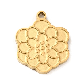 Ion Plating(IP) 304 Stainless Steel Pendants, Textured and Laser Cut, Flower Charm
