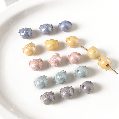 Opaque Acrylic European Beads, Pig