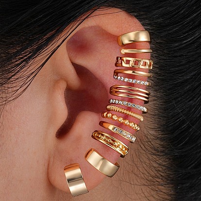 Conjunto de pendientes de puño de aleación con diamantes de imitación para mujer