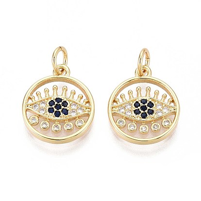 Латунные микро проложить кубического циркония подвески, плоский круглый и сглаз, с целью перехода в кольце