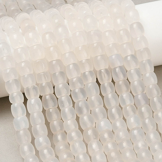 Серые натуральные бусины из агата , баррель