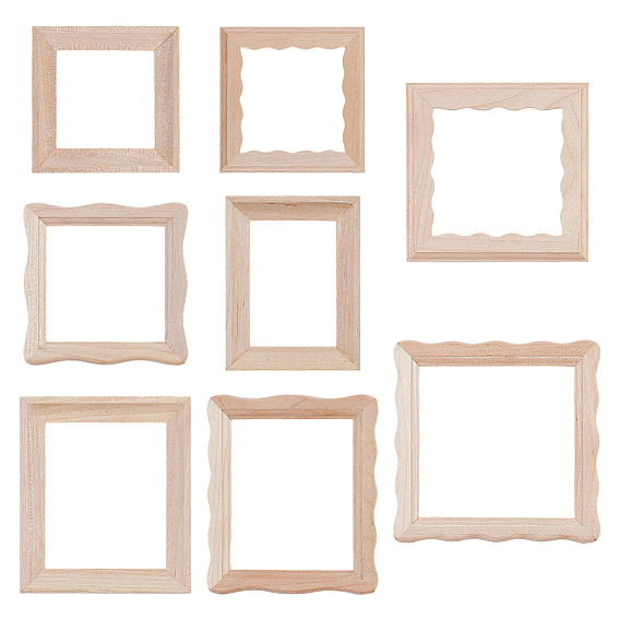 9Pcs 9 Styles Wooden Photo Frame, Dollhouse Decorations