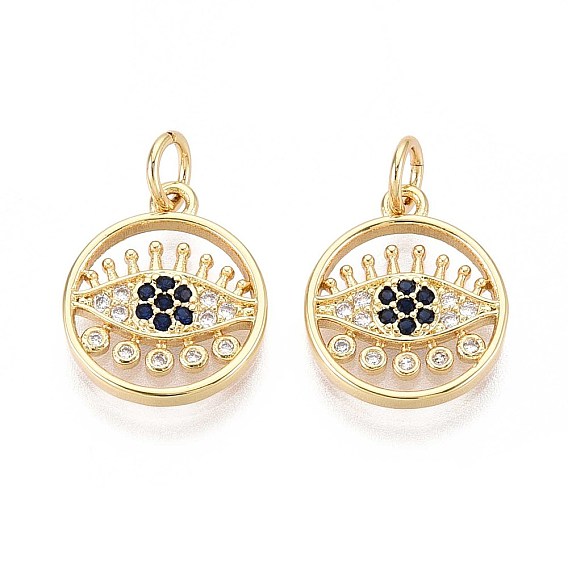 Латунные микро проложить кубического циркония подвески, плоский круглый и сглаз, с целью перехода в кольце