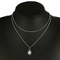 Turkish Charm: Alloy Plated Water Drop & Geometric Layered Necklace