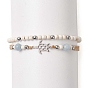 2Pcs 2 Style Synthetic Turquoise(Dyed) & Natural White Jade Braided Bead Bracelets Set, Tortoise Link Bracelets for Women