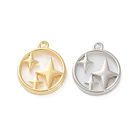 Rack Plating Alloy Acrylic  Pendants, Round with Star