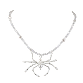 Ожерелья с подвесками в виде паука на Хэллоуин, стекло с ожерельями из лавовых камней
