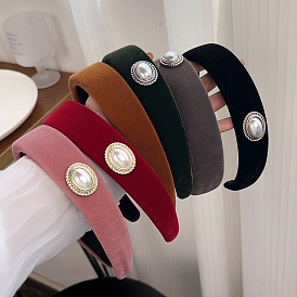 Cloth Hair Bands, with Plastic Imitation Pearl