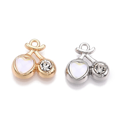 Стеклянные подвески из сплава с покрытием стойки, со стразами, черри прелести