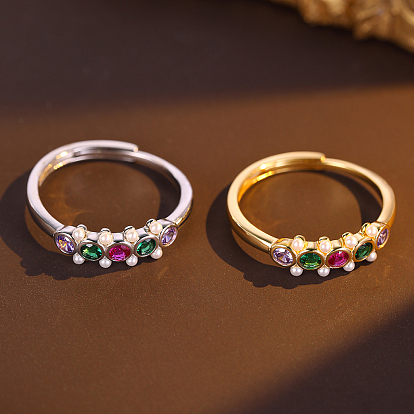 925 Anillos de dedo ajustables de plata esterlina con circonitas cúbicas para mujer