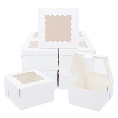 Caja de panadería, con vitrina de pvc, cajas de embalaje de regalo de cartón para galletas, pasteles pequeños, mollete, plaza