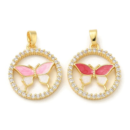 Латунные микропроволочные кубические циркониевые подвески из эмали, без кадмия, без никеля и без свинца, подвески в виде кольца и бабочки, реальный 18 k позолоченный