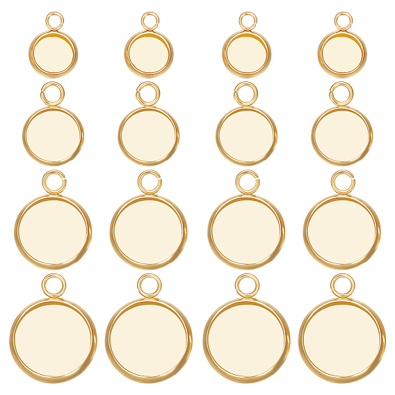 80шт 4 стили 304 настройки подвески из нержавеющей стали кабошон, чашки безель с краями, плоско-круглые