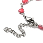 304 Stainless Steel Heart Link Chain Bracelet with Enamel